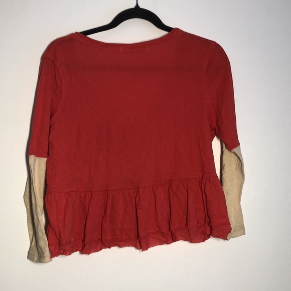 We The Free Womens Cropped Size M Shirt 3/4 Sleeve Red Coral Baggy - Picture 6 of 6